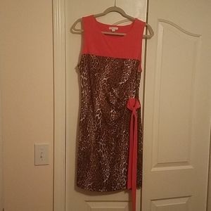 New York and company leopard print and coral dress